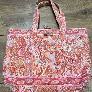 Vera Bradley quilted tote bag. "Sherbet" retired  12x8x3